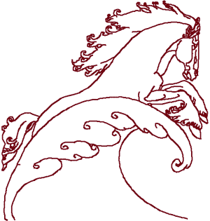 Redwork Poseidon's Horse Embroidery Design