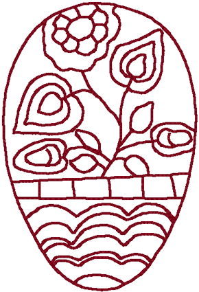 Redwork Hand Painted Czech Easter Egg #1 Embroidery Design
