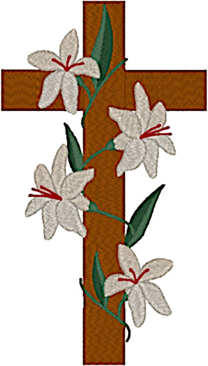 Lilies Upon the Cross Embroidery Design