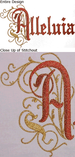 Machine Embroidery Design: Alleluia - 3 Color Metallic Blend