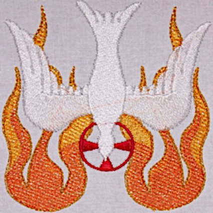 Holy Spirit with Blended Flame Embroidery Design