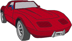 Red corvette embroidery design