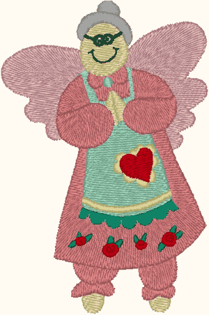 Colonial Grandma Angel Embroidery Design