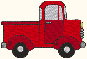 Old Red Pickup Truck Embroidery Design