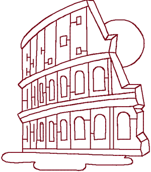 Redwork Rome Colosseum Embroidery Design