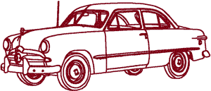 Redwork Classic Automobile: 1950 Ford Deluxe Embroidery Design