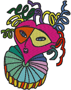 Machine Embroidery Designs: Mardi Gras Heart Mask 1