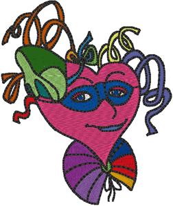 Machine Embroidery Designs: Mardi Gras Heart Mask 2