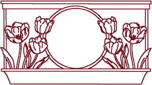 Redwork Tulip Monogram Frame Embroidery Design