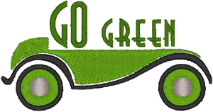 Go Green Car Embroidery Design