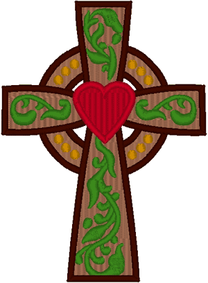 Celtic Cross & Heart Embroidery Design