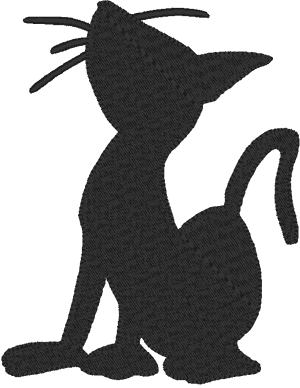 Black Cat Silhouette Embroidery Design