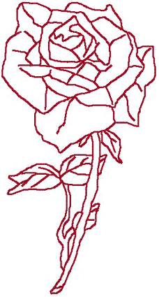 Redwork Single Rose Embroidery Design