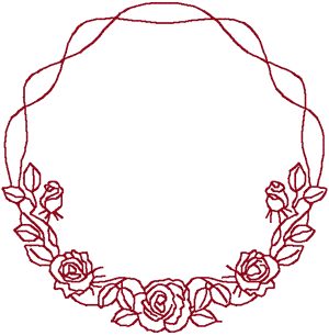 Redwork Rose Frame Embroidery Design