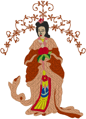 Geisha with Apples Embroidery Design