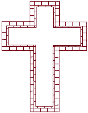 Redwork Stained Glass Cross Embroidery Design