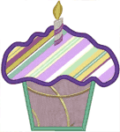 Cupcake Candle Applique Embroidery Design
