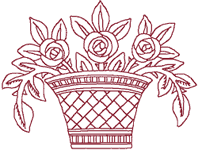 Redwork Machine Embroidery Designs: Basket of Roses