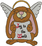 Joy to the World Bunny Angel Embroidery Design