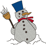 Machine Embroidery Designs: Snowman with His Broom Design