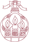 Redwork Christmas Ornament & Candles Embroidery Design