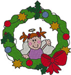 Christmas Machine Embroidery Designs: Holiday Wreath with Little Angel
