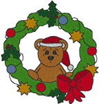 Christmas Machine Embroidery Designs: Holiday Wreath with Santa Bear