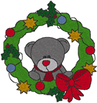 Christmas Machine Embroidery Designs: Holiday Wreath with Little Teddy