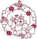 Christmas Machine Embroidery Designs: Redwork Holiday Wreath with Little Angel