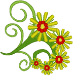 Yellow Daisy Accent Embroidery Design