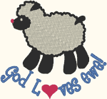 God Loves Ewe Embroidery Design