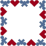Machine Embroidery Design: Cross Stitch Hearts & Bows Frame