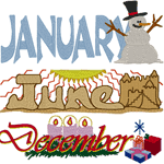 Illustrated Months of the Year Embroidery Design