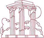 Redwork Temple of the Olympian Zeus Embroidery Design