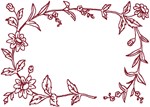 Redwork Rectangular Floral Frame Embroidery Design