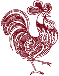 Machine Embroidery Design: Redwork Ornamental Rooster