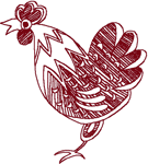 Machine Embroidery Design: Redwork Ornamental Chicken