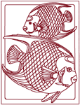 Redwork Machine Embroidery Designs: Queen Angel Fish