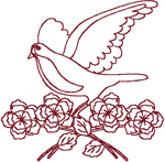 Redwork Heavenly Dove #10 Embroidery Design