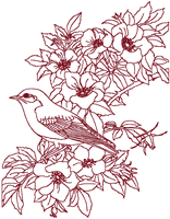 Machine Embroidery Designs: Redwork Songbird 1