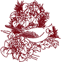Machine Embroidery Designs: Redwork Songbird 3