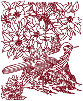 Machine Embroidery Designs: Redwork Songbird 8