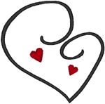 Curly Q Hearts Embroidery Design
