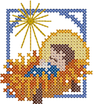 Cross Stitch Baby Jesus in Manger Embroidery Design