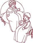 Redwork Sisters Embroidery Design