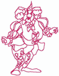 Redwork Embroidery Designs: Clown with Bows