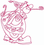 Redwork Embroidery Designs: Clown with Whistle Toy