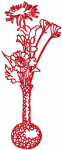 Redwork Machine Embroidery Designs: Flowers in Crackle Glass Vase