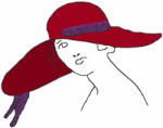 Redwork Machine Embroidery Designs: Red Hat Lady in Floppy Hat