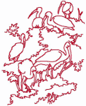 Redwork Machine Embroidery Designs: Flock of Storks